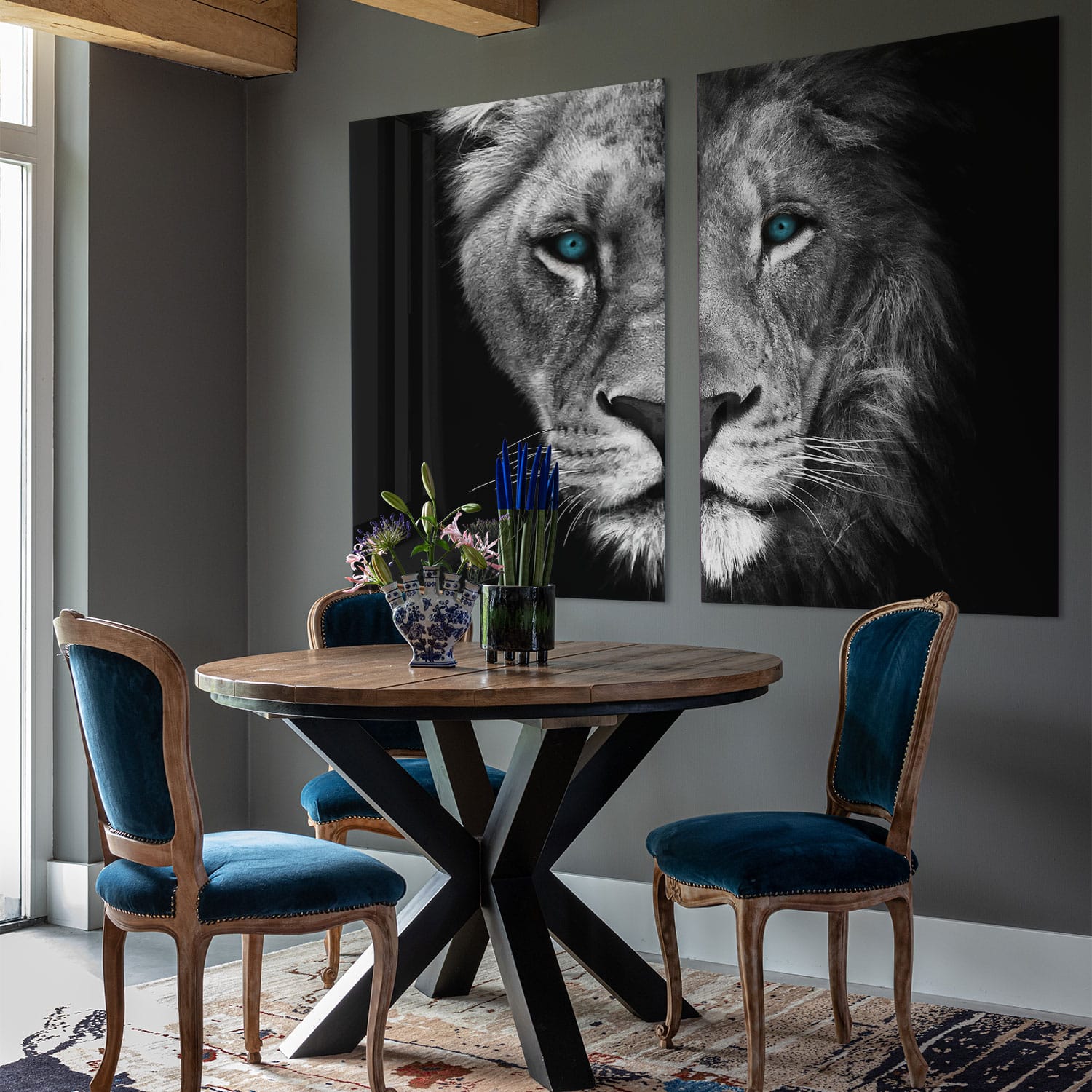 Half Lion + Lioness Head - Grey (2x) - Afbeelding 6