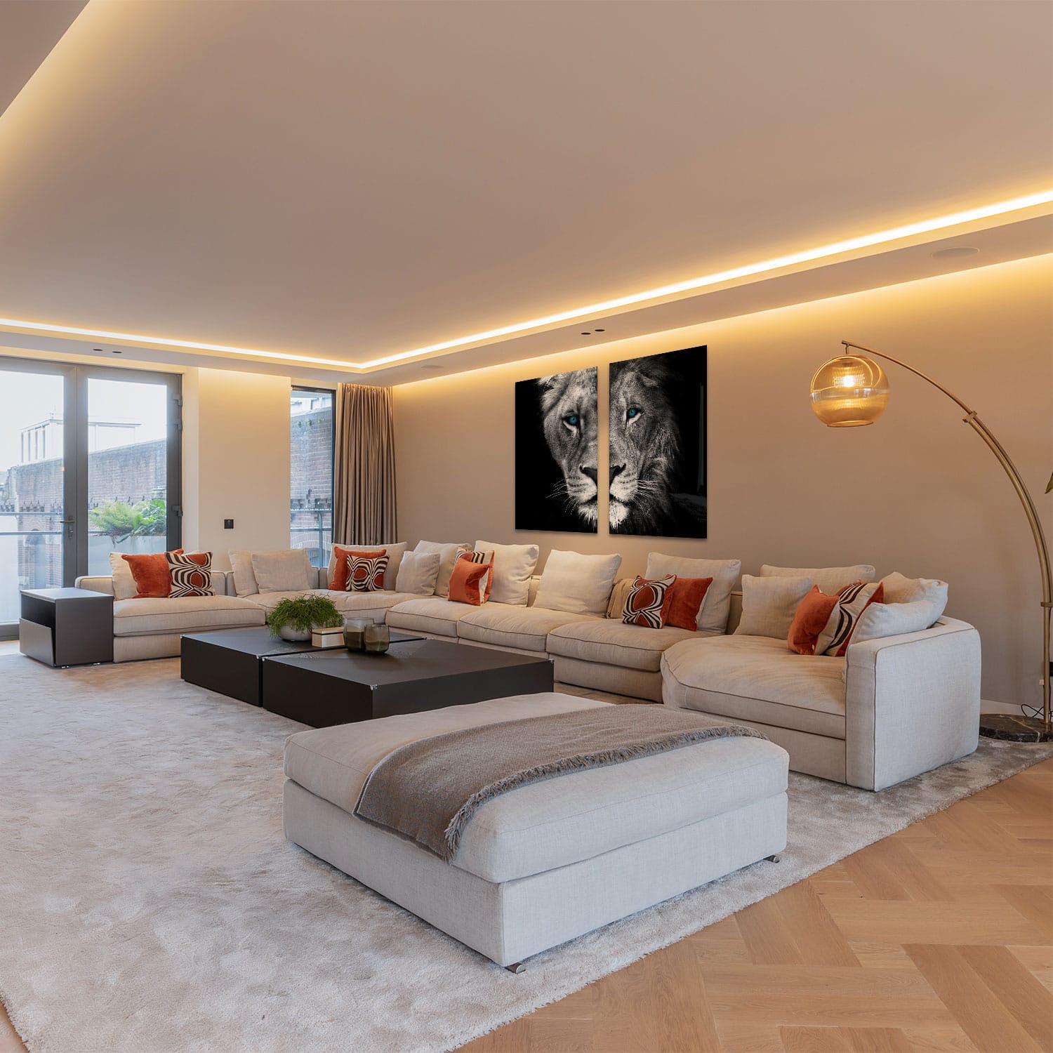 Half Lion + Lioness Head - Grey (2x) - Afbeelding 3