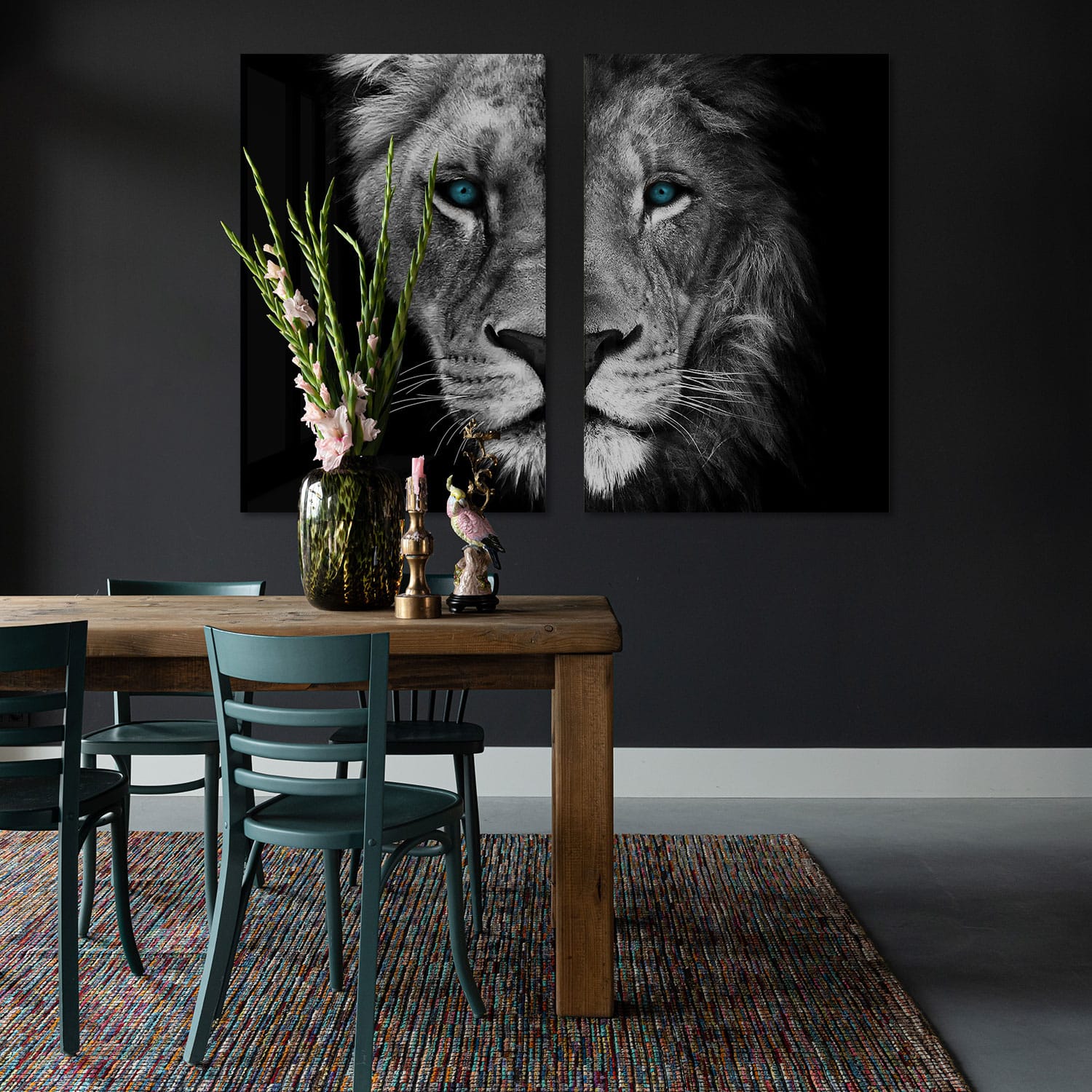 Half Lion + Lioness Head - Grey (2x) - Afbeelding 2