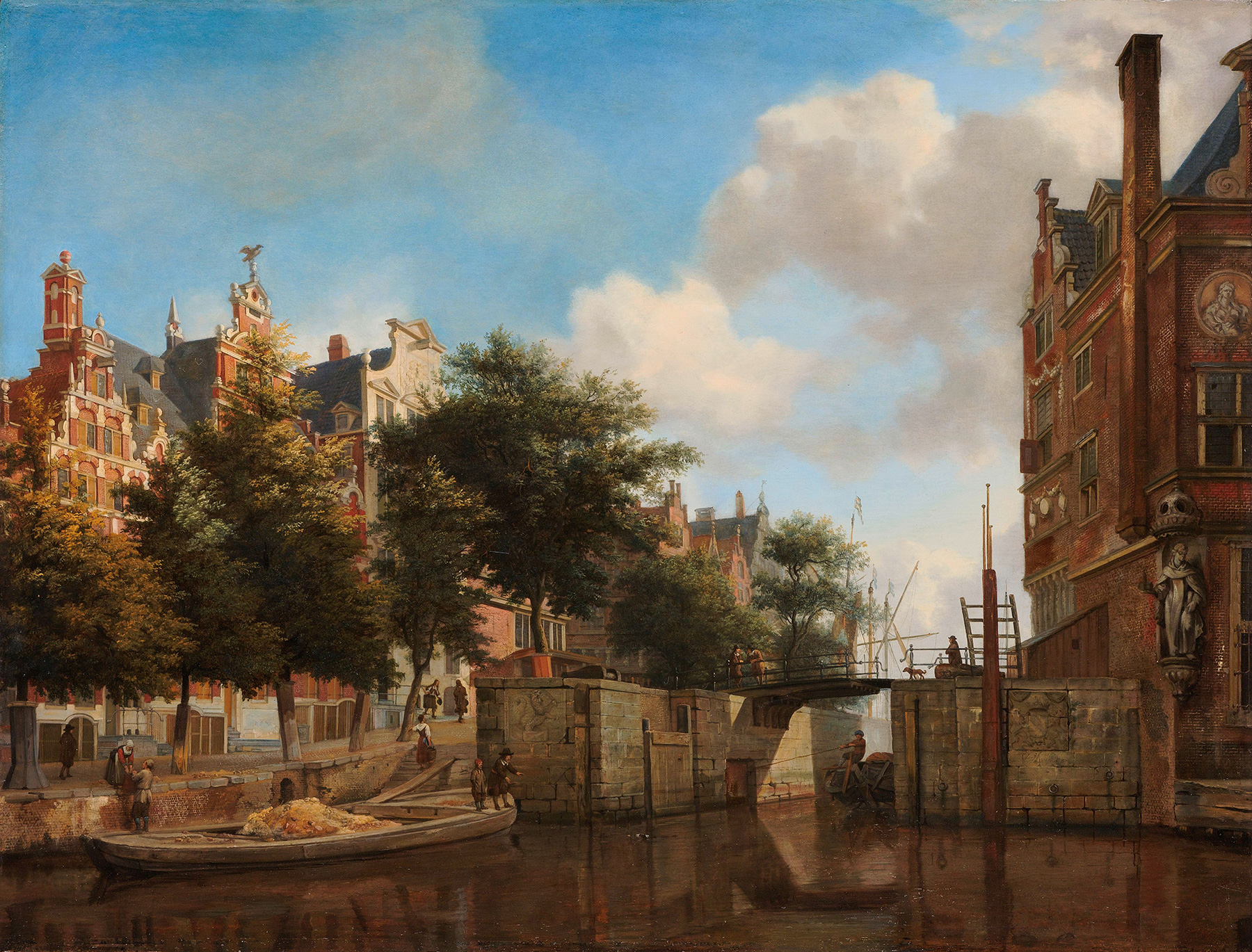 Amsterdams stadsgezicht met huizen aan de Herengracht - Jan van der Heyden - Rijksmuseum