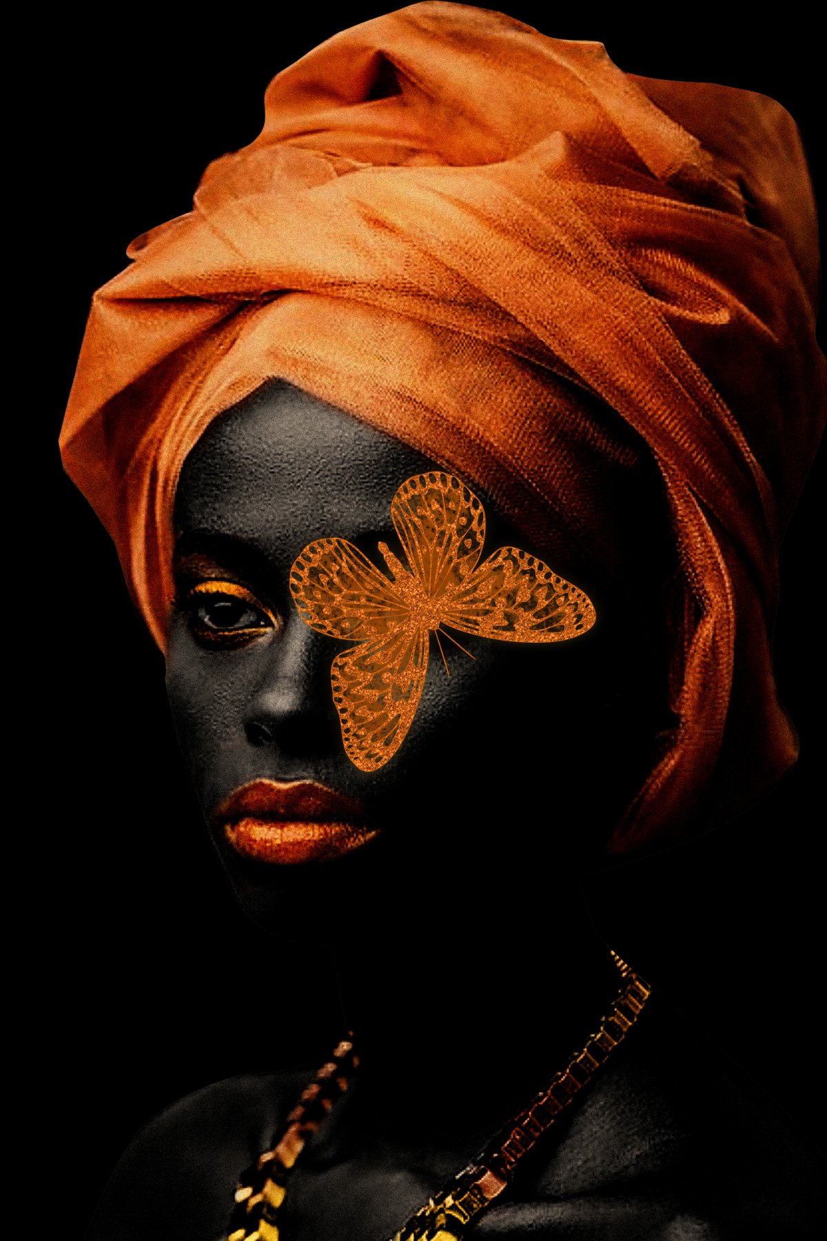 Black Orange Butterfly Woman