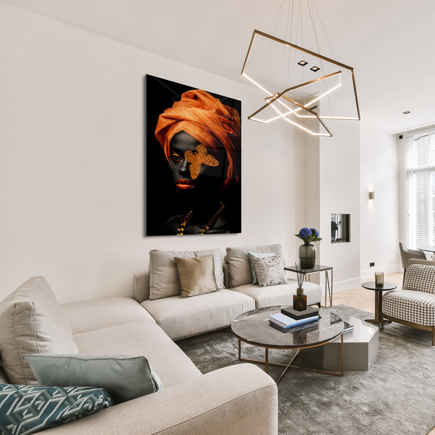 Black Orange Butterfly Woman - Afbeelding 2