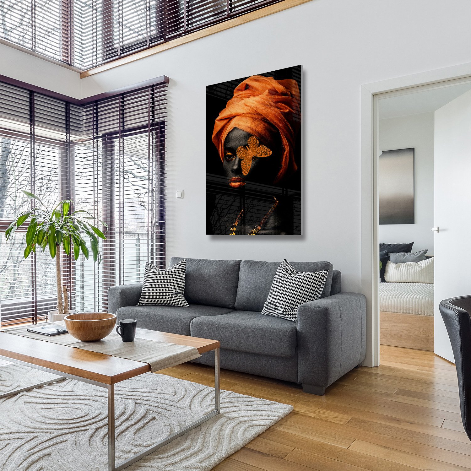 Black Orange Butterfly Woman - Afbeelding 5