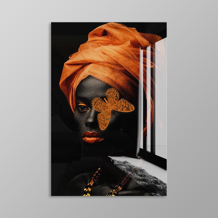 Black Orange Butterfly Woman - Afbeelding 8