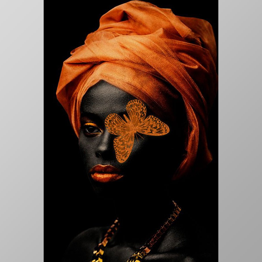 Black Orange Butterfly Woman - Afbeelding 9