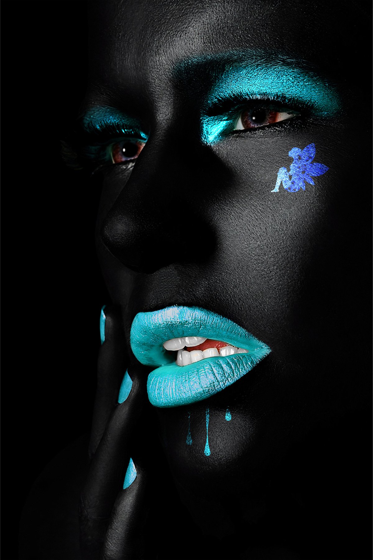Blue Lips Black Woman