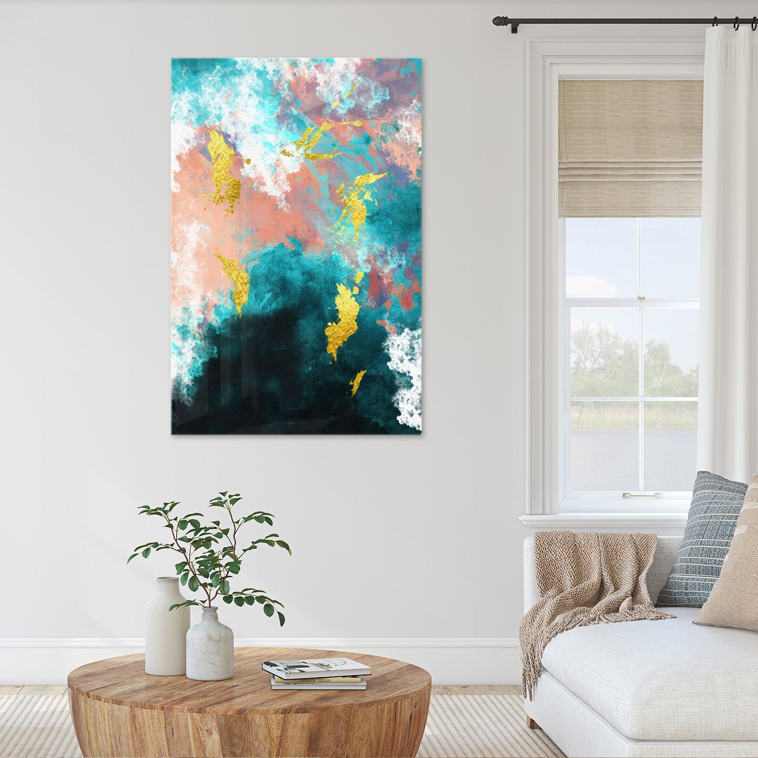 Blue Yellow Shore Abstract - Afbeelding 3