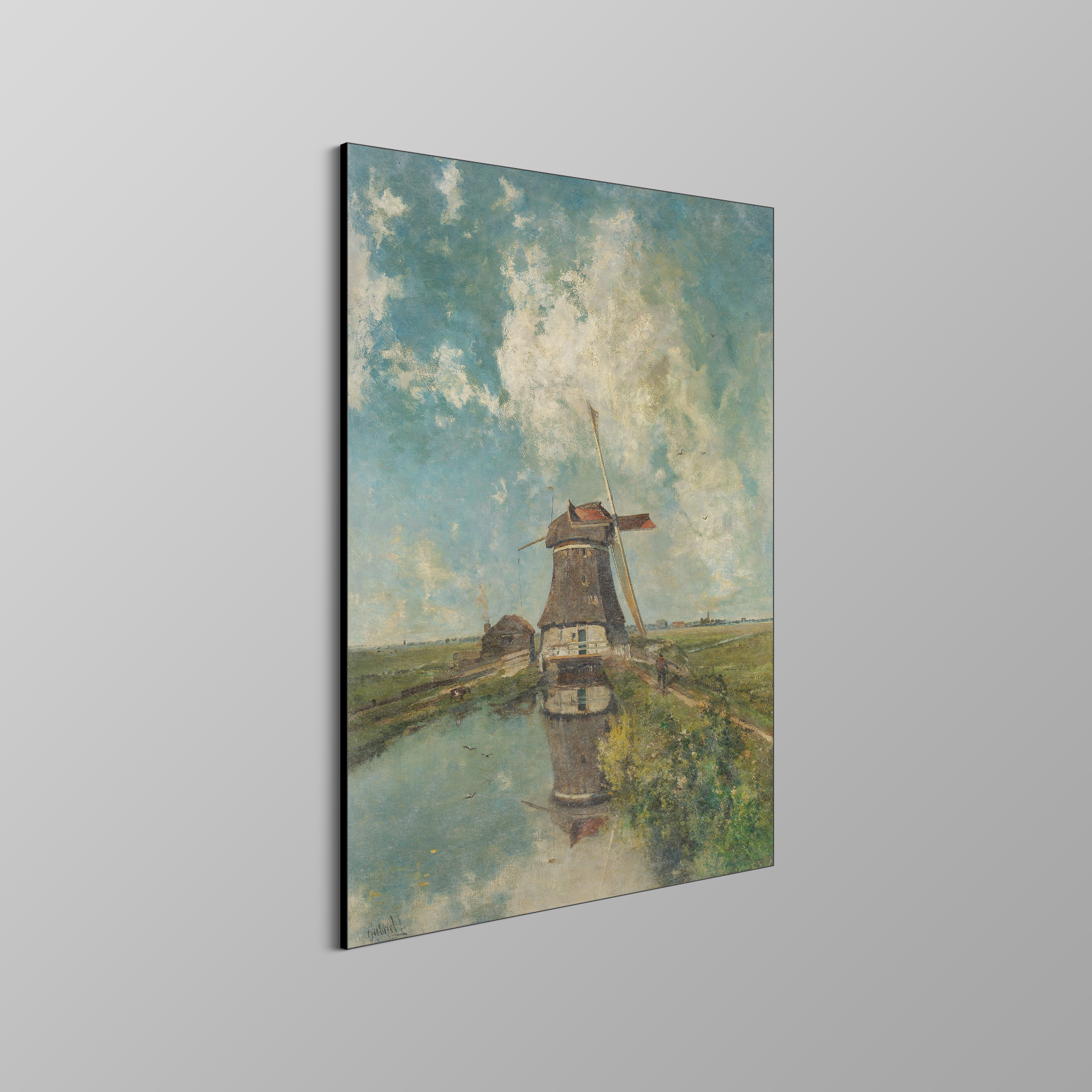 Een molen aan een poldervaart - Paul Joseph Constantin Gabriël - Rijksmuseum - Afbeelding 4