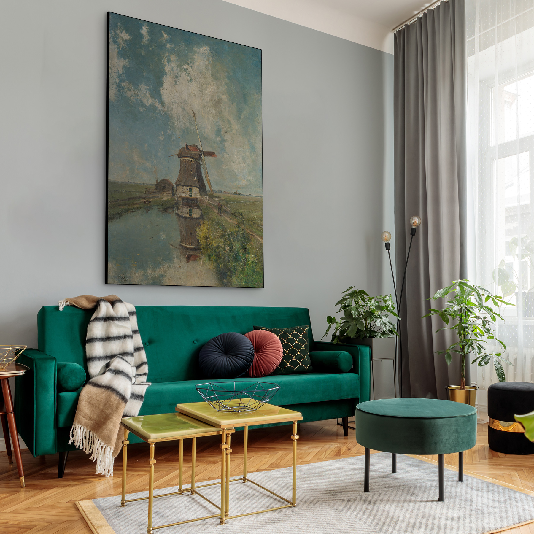 Een molen aan een poldervaart - Paul Joseph Constantin Gabriël - Rijksmuseum - Afbeelding 2