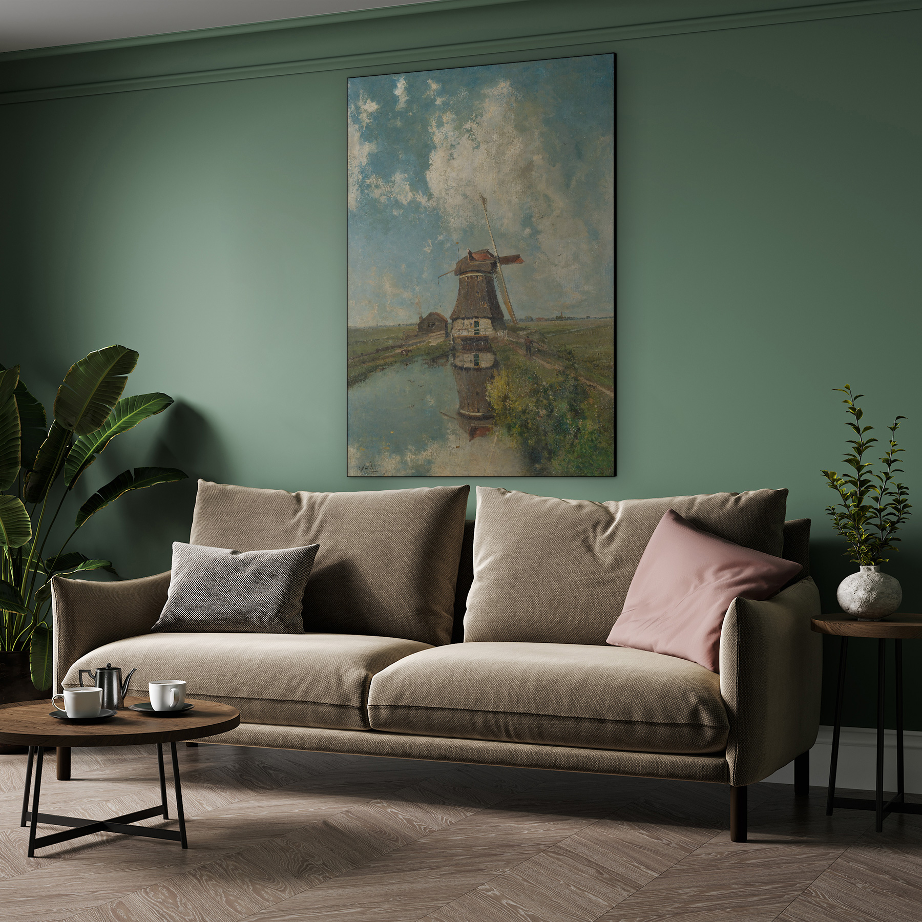 Een molen aan een poldervaart - Paul Joseph Constantin Gabriël - Rijksmuseum - Afbeelding 5