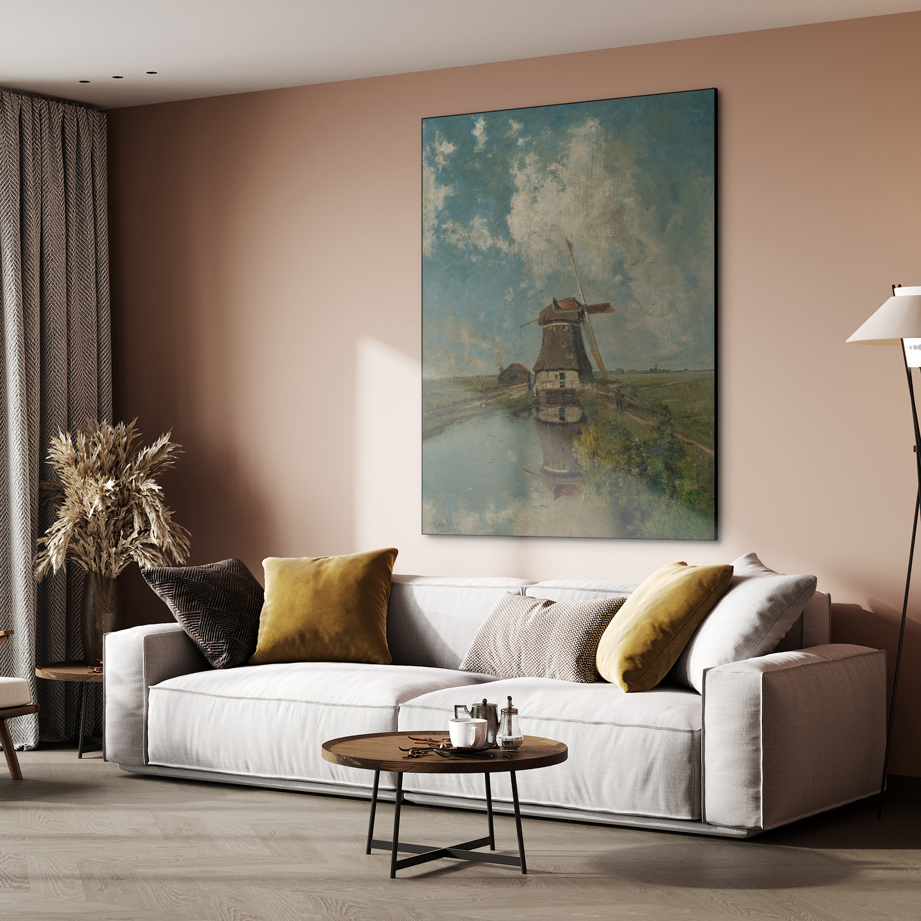 Een molen aan een poldervaart - Paul Joseph Constantin Gabriël - Rijksmuseum - Afbeelding 6