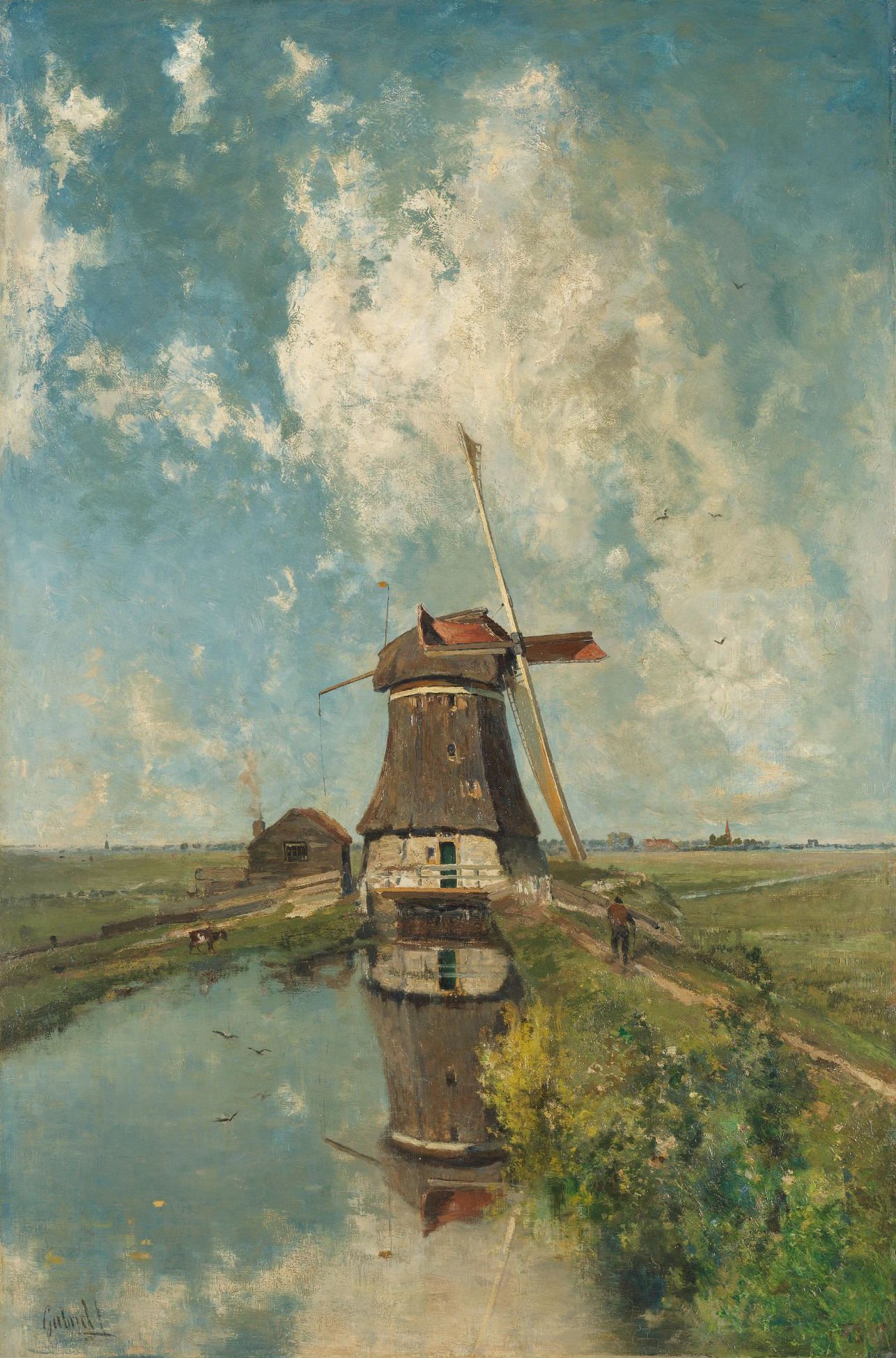 Een molen aan een poldervaart - Paul Joseph Constantin Gabriël - Rijksmuseum