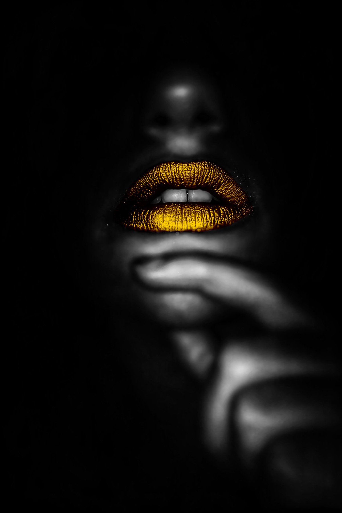 Gold Lips Black Woman