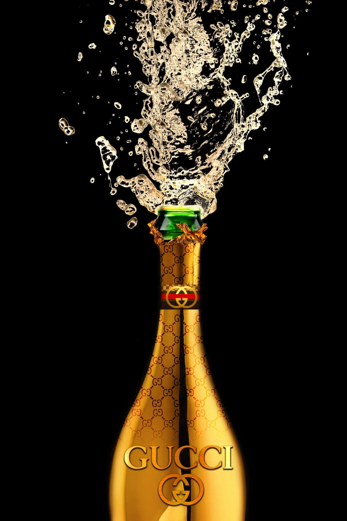 Golden champagne splash