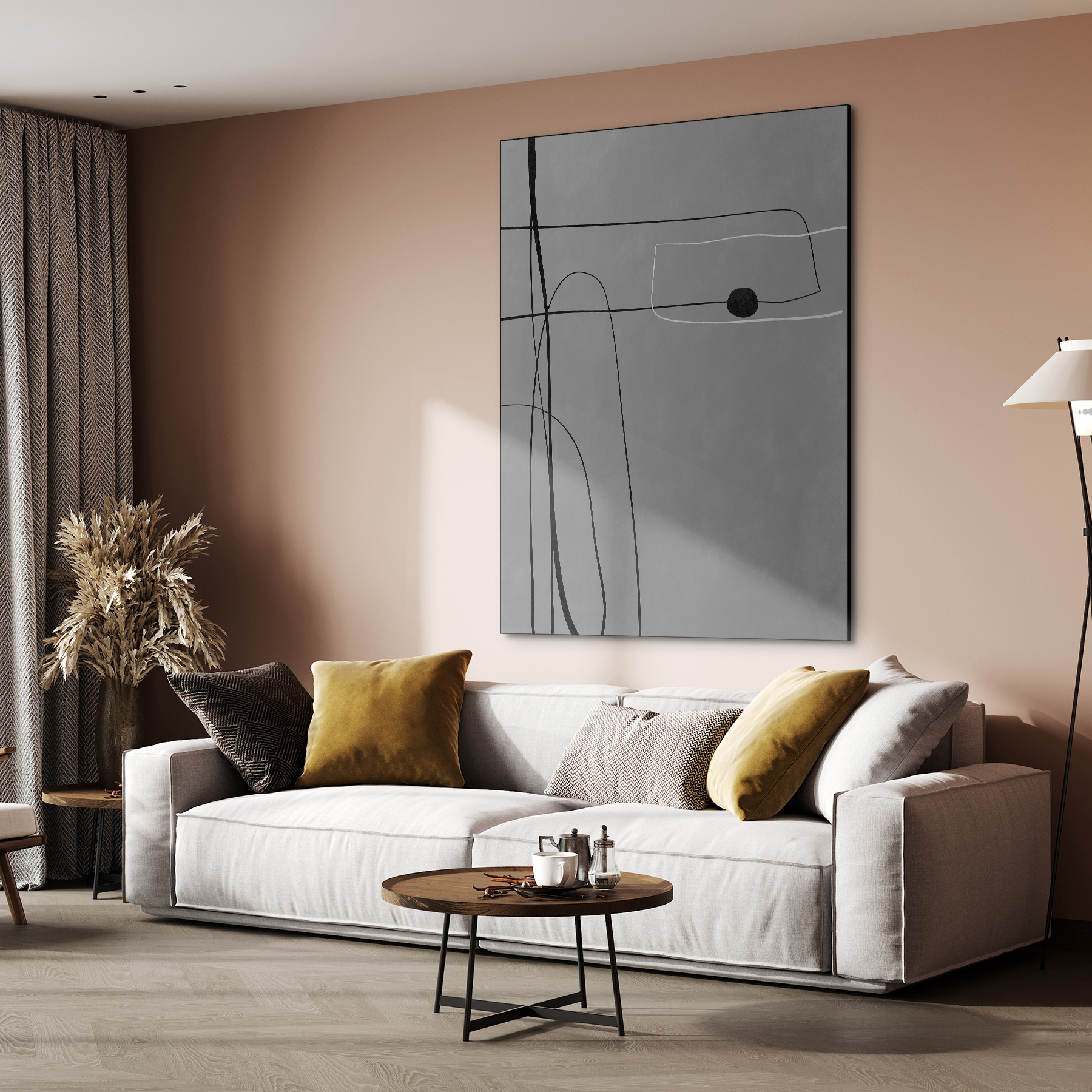 Grey Black Line Art - Afbeelding 2