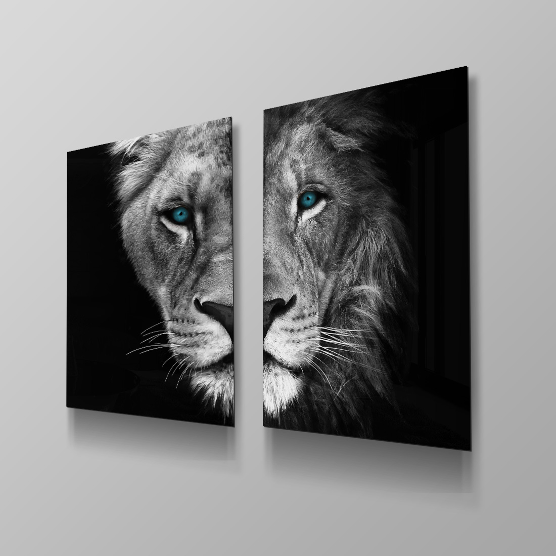 Half Lion + Lioness Head - Grey (2x) - Afbeelding 4