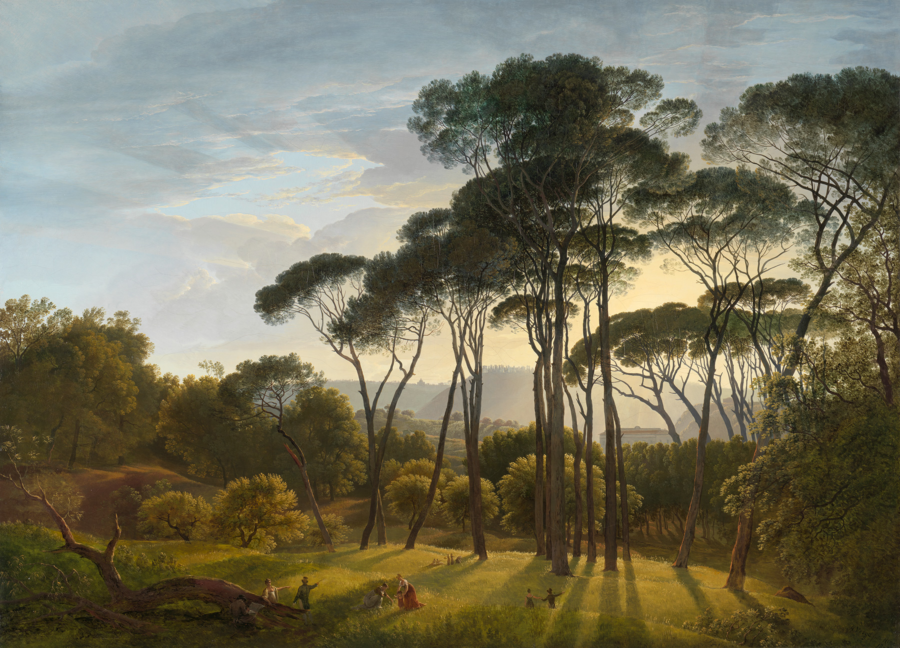 Italiaans landschap met pijnbomen - Hendrik Voogd