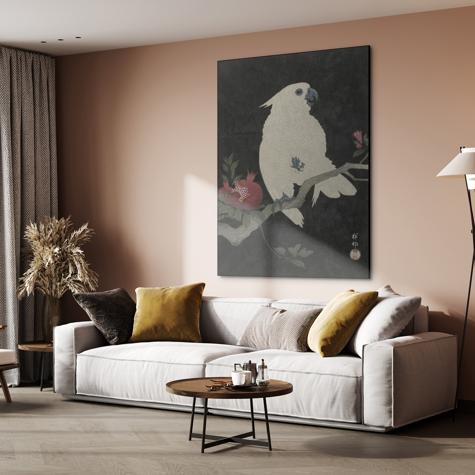 Kaketoe en granaatappel - Ohara Koson - Rijksmuseum - Afbeelding 3