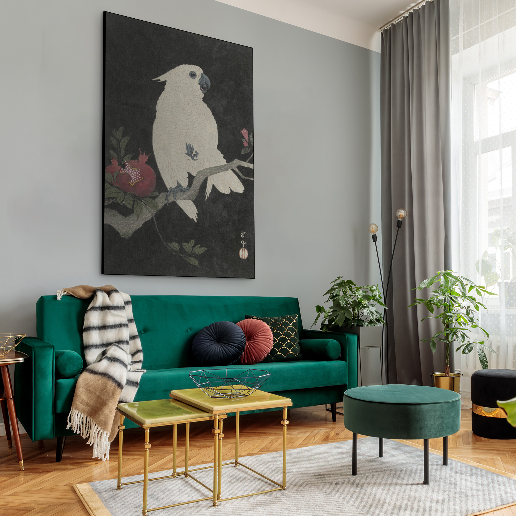 Kaketoe en granaatappel - Ohara Koson - Rijksmuseum - Afbeelding 5