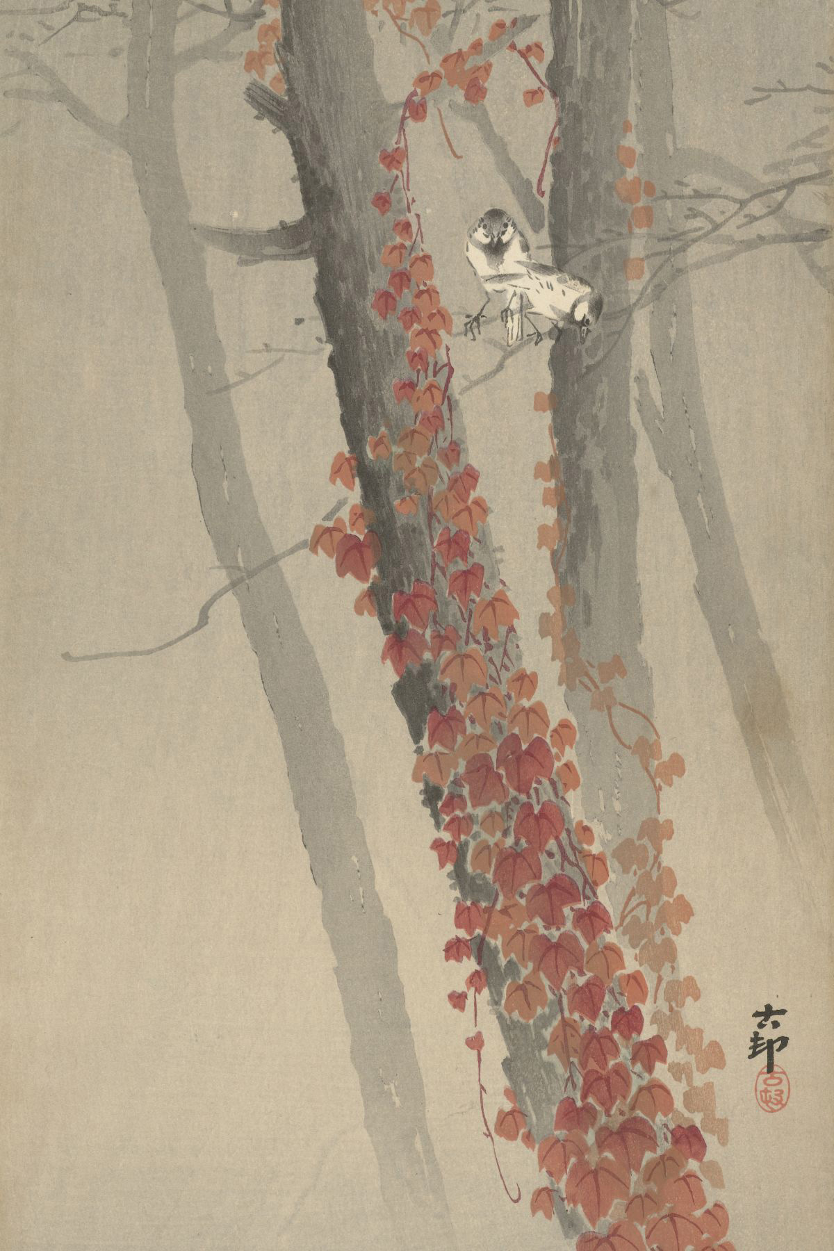 Rode klimop - Ohara Koson - Rijksmuseum