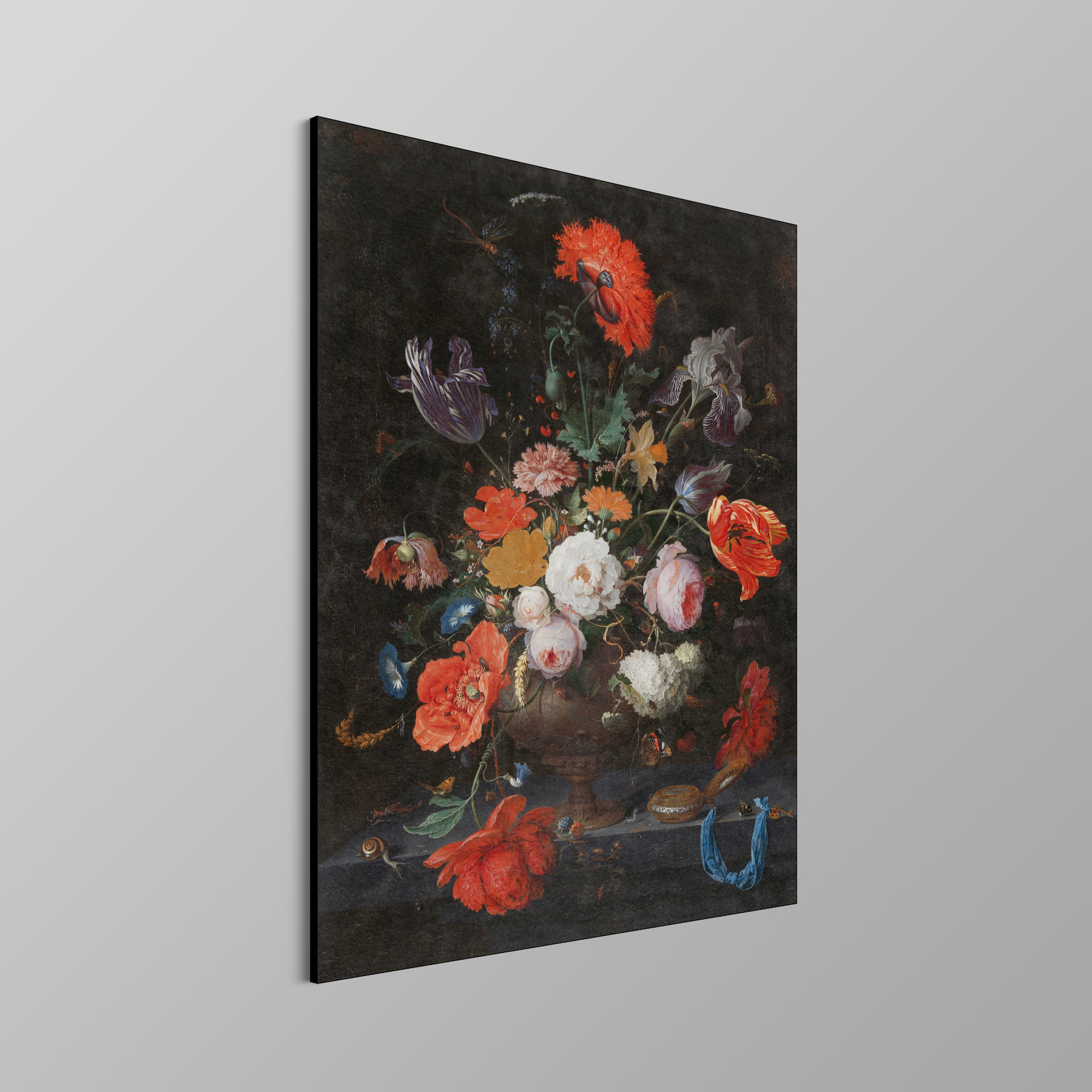 Stilleven met bloemen en een horloge, Abraham Mignon - Rijksmuseum - Afbeelding 4