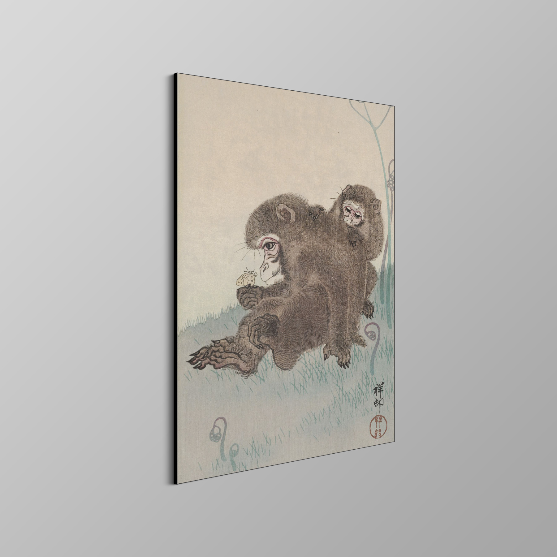 Twee apen met vlinder - Ohara Koson - Rijksmuseum - Afbeelding 4