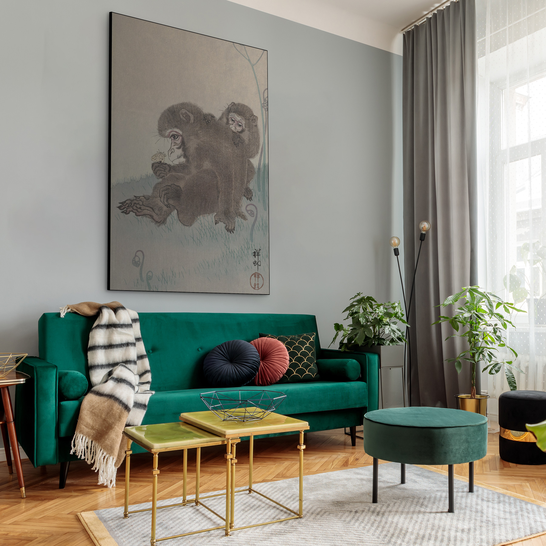 Twee apen met vlinder - Ohara Koson - Rijksmuseum - Afbeelding 5