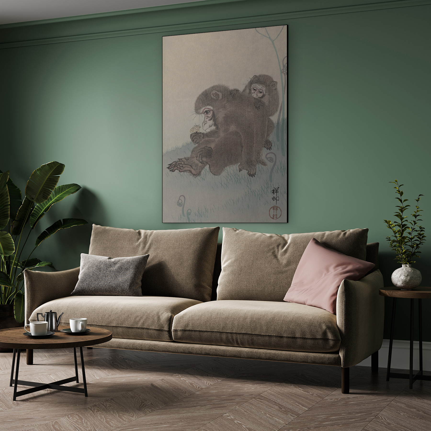 Twee apen met vlinder - Ohara Koson - Rijksmuseum - Afbeelding 7