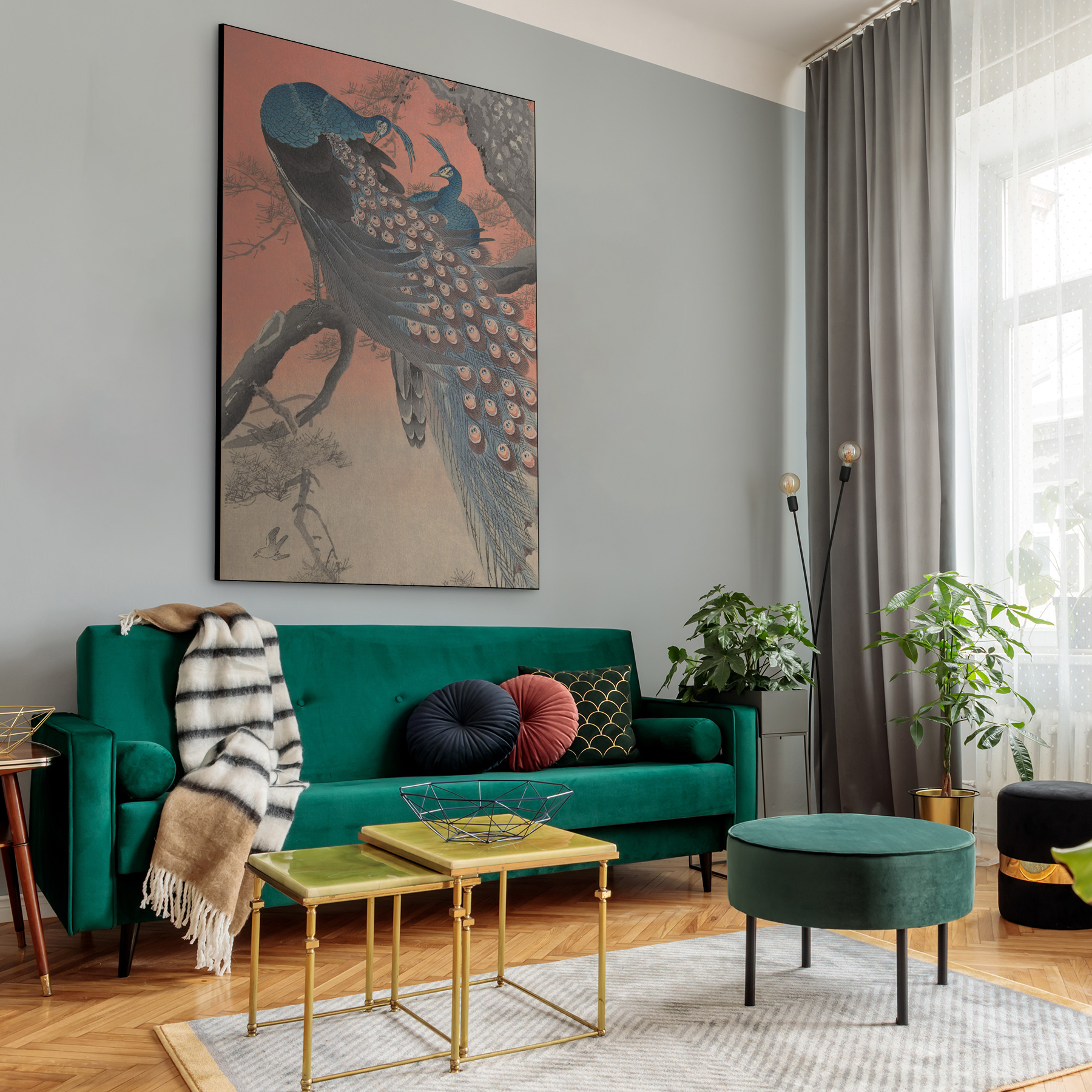 Twee pauwen op boomtak - Ohara Koson - Rijksmuseum - Afbeelding 5