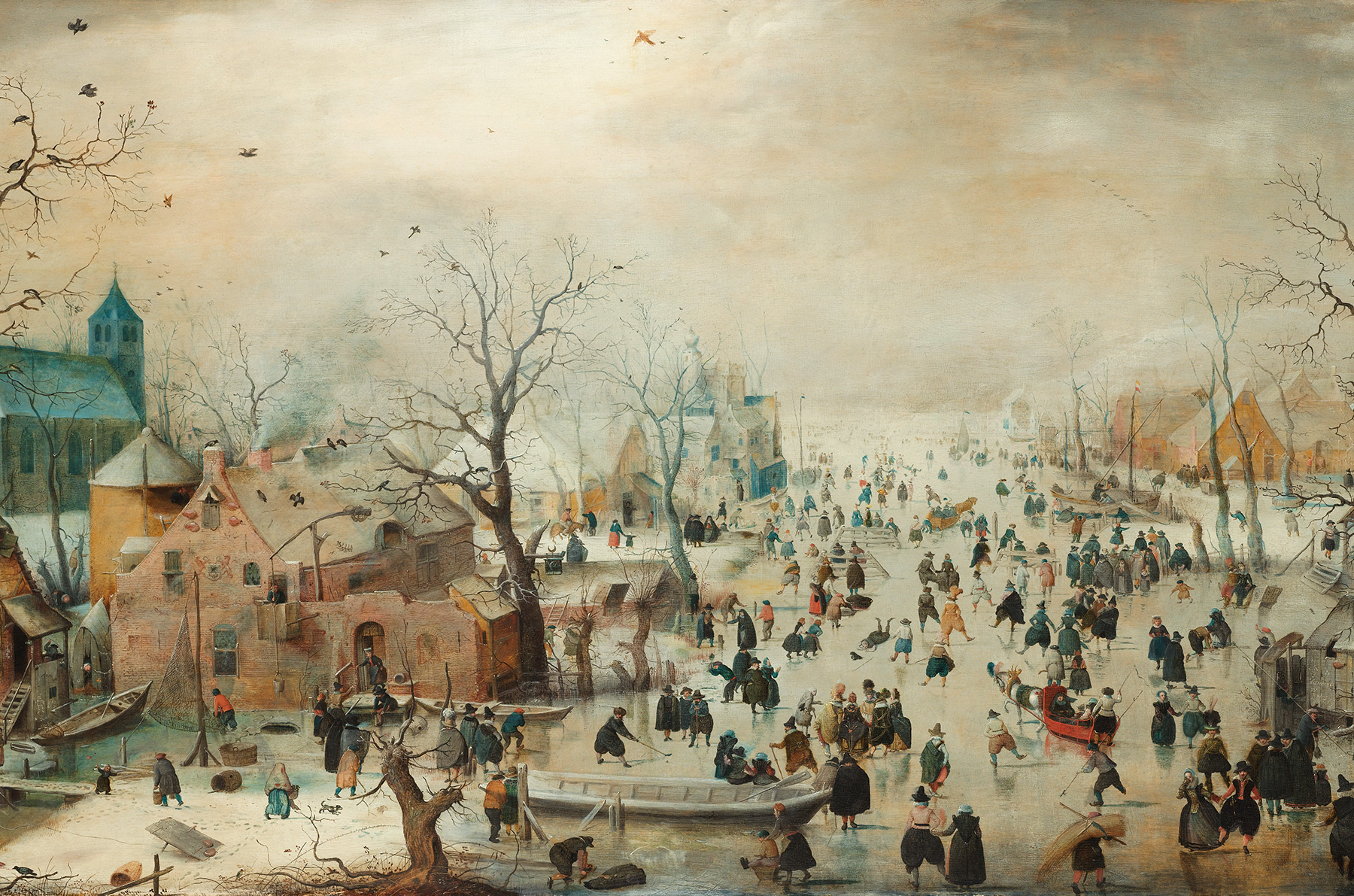 Winterlandschap met schaatsers, Hendrick Avercamp - Rijksmuseum
