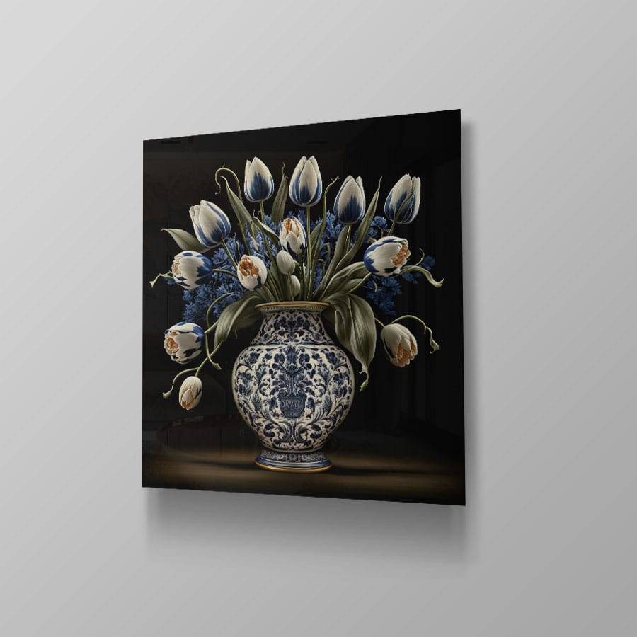 Delfts Blauw vaas met bloemen - Afbeelding 4