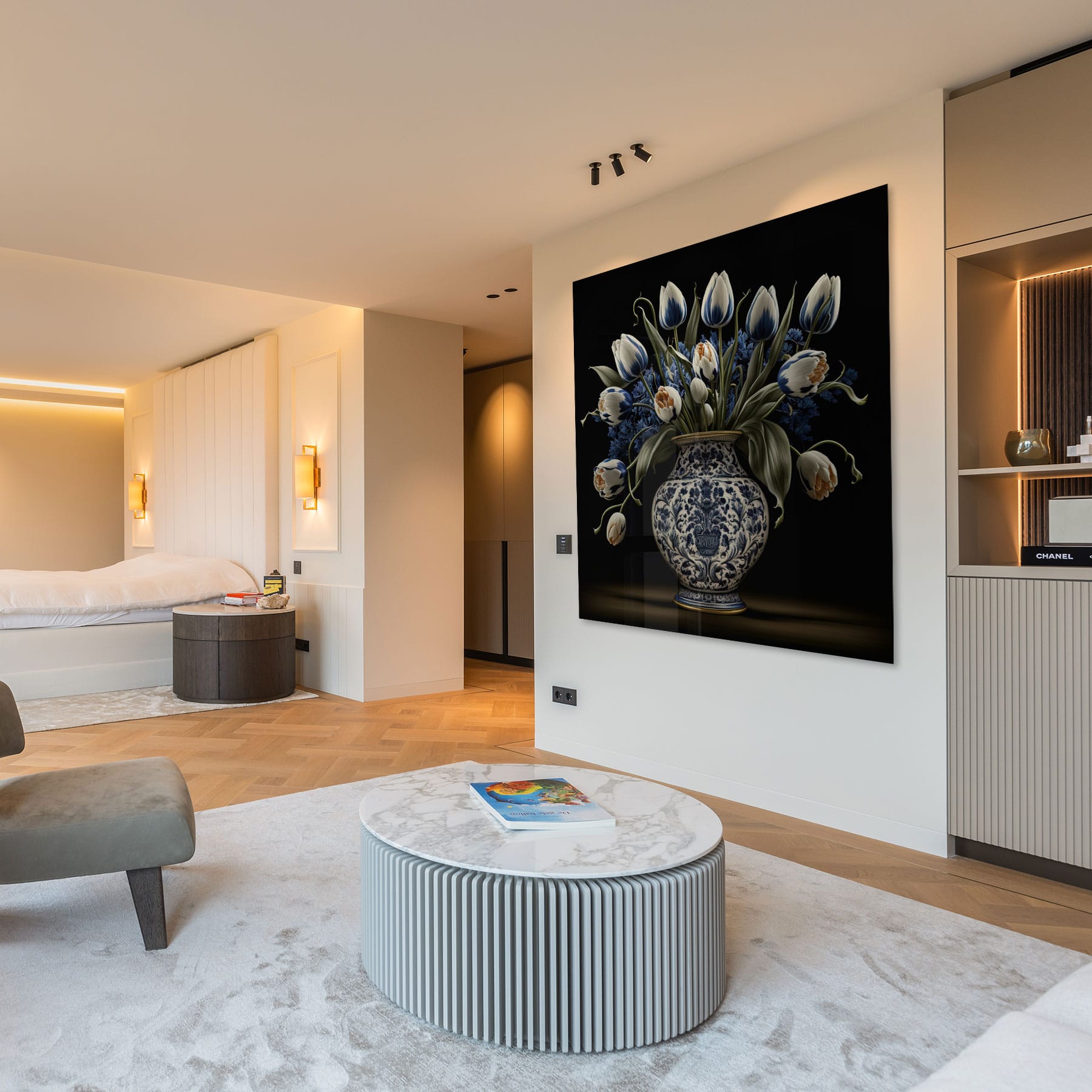 Delfts Blauw vaas met bloemen - Afbeelding 3