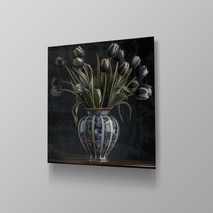 Zwarte tulpen op vaas - Afbeelding 4