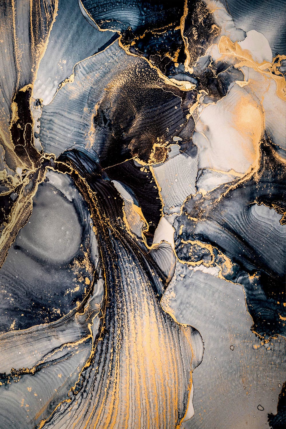 Black Blue Gold Agate